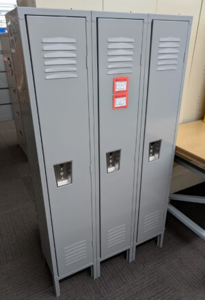 Dove Gray 12"W x 12"D x 60"H Single-Tier Lockers - New Surplus
