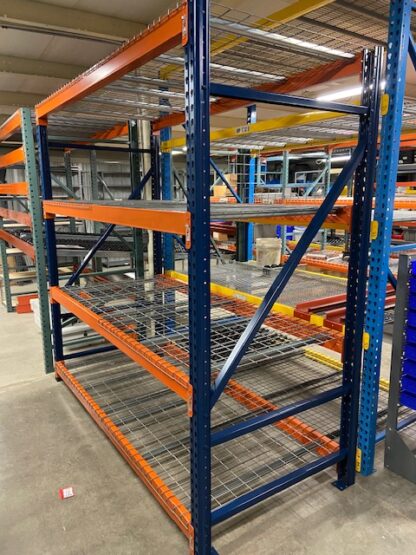 44” Deep x 92” Long (Assorted Heights) Mecalux Pallet Rack Shelving w/Waterfall Style Wire Decks - Used