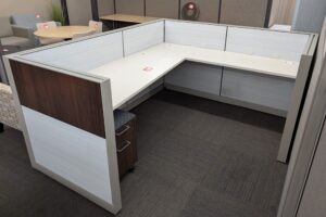 Walnut / Taupe / Light Grey 6'x7' Panel Workstations w/ Electrical - Used