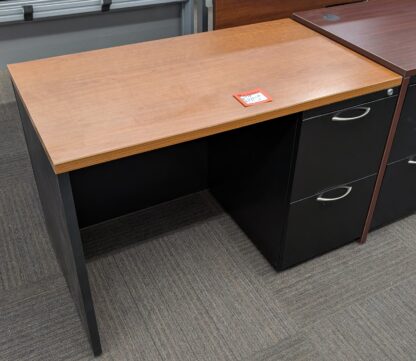Cherry/Black 42"x 2" Single Ped Desk - Used