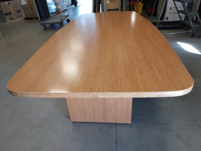 8' Medium Oak Boatshape Conference Table - Used - Image 3