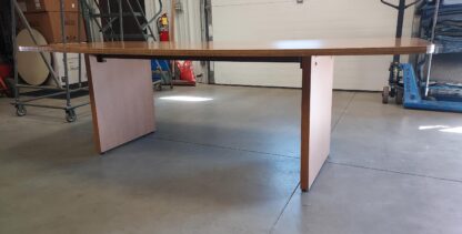 8' Medium Oak Boatshape Conference Table - Used - Image 4