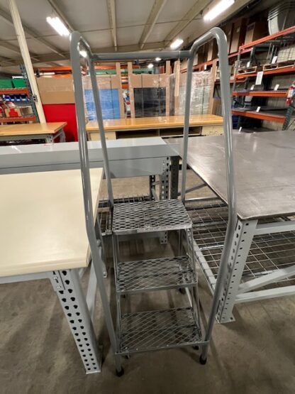 ULINE 3-Step Narrow Aisle Ladder with Handrails - Used - Image 3