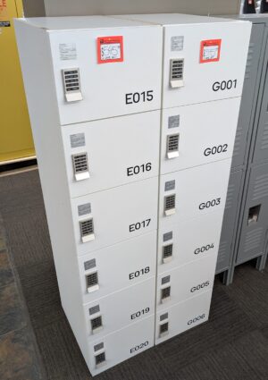 White Pigeon-Hole Lockers w/ Electronic Keypad Locks (6-Door Set) - Used - Image 4