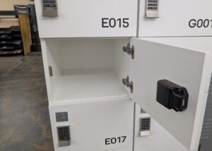 Alternative view of White Pigeon-Hole Lockers w/ Electronic Keypad Locks (6-Door Set) - Used