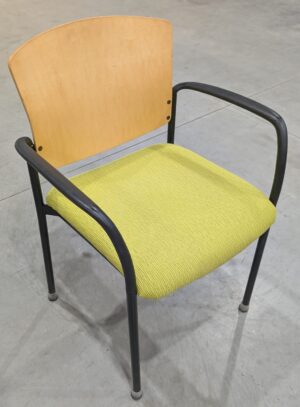 Source "Staxx" Green Fabric Stacking Guest Chairs w/ Arms - Used