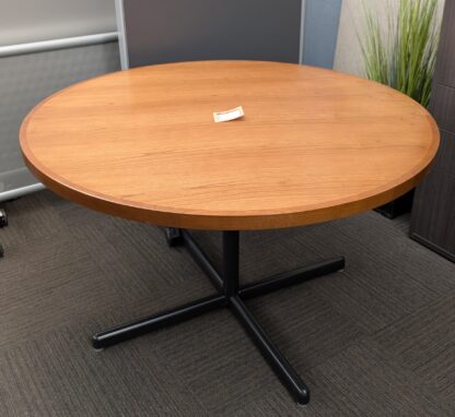 Cherry 4' Round Table w/ Black X-Base - Used