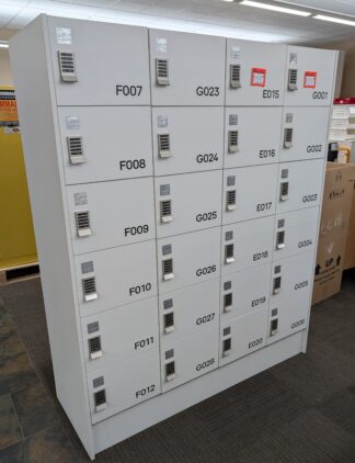 White Pigeon-Hole Lockers w/ Electronic Keypad Locks (6-Door Set) - Used