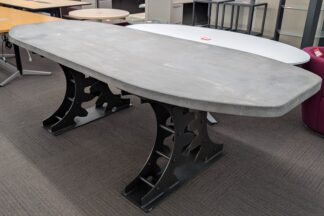 Heavy Duty Concrete Boat-Shaped Conference Table w/ Steel Base - Used