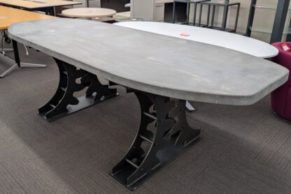 Heavy Duty Concrete Boat-Shaped Conference Table w/ Steel Base - Used