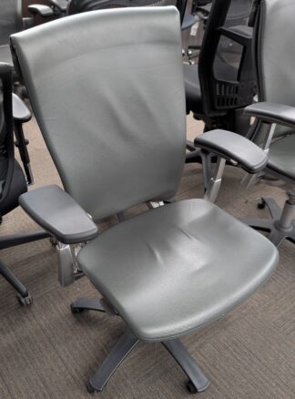 Knoll Life Grey Leather Armchair - Used