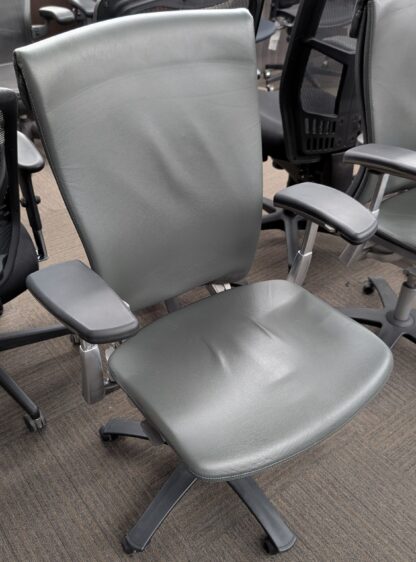 Knoll Life Grey Leather Armchair - Used