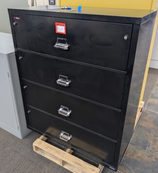 FireKing Fireproof Black 4-Drawer Lateral File Cabinet - Used