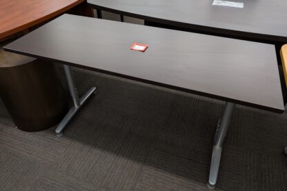Espresso 5'x2' Table w/ Adjustable-Height Chrome Base - Used