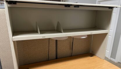 HON Harvest / Putty Desk w/ Flip Door Hutch - Used - Image 2