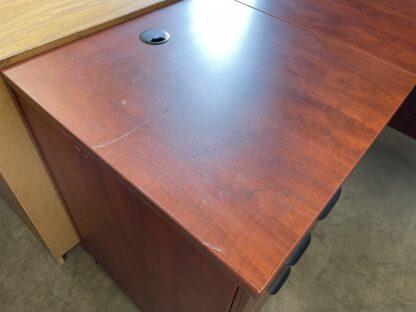 Harmony Cherry L-Shape Corner Desk Set w/ Hutch - Used - Image 3