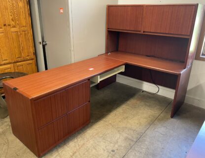 Steelcase Veneer L-Shape Desk w/ Hutch - Used