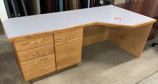 Custom-Built Oak Veneer Desk w/ Grey Laminate Top - Used
