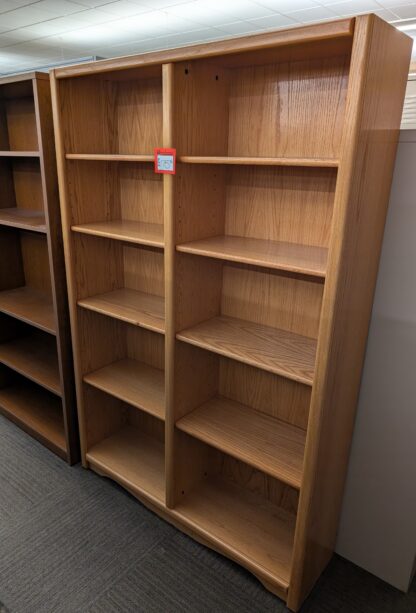 Wooden 4'x13"x6'H 5-Shelf Double Bookcase - Used
