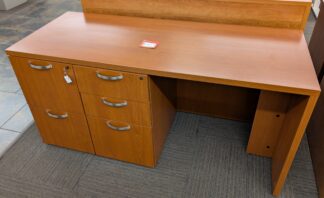 Cherry 5'x2' Offset Double Ped Desk - Used