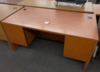HON Henna Cherry 5'x30" Double Ped Desk - Used