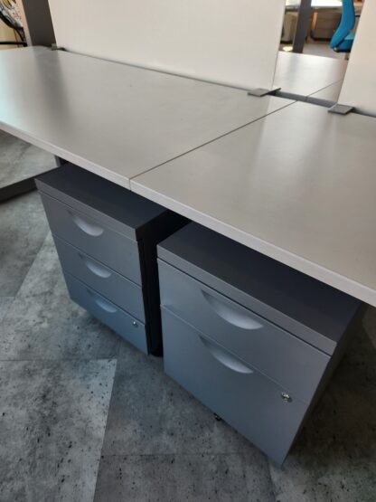 White 4-Seat Double-Sided Benching Station w/ Drawer Units - Used - Image 4