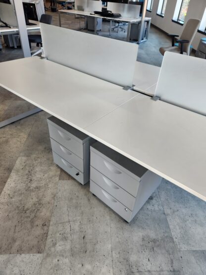 White 4-Seat Double-Sided Benching Station w/ Drawer Units - Used - Image 3