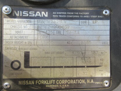 #007 Uni-Carrier Forklift Model MCP1F25LV - Used - Image 11