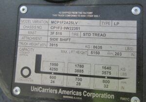 #009 Uni-Carrier Forklift Model MCP1F2A5LV - Used - Image 8