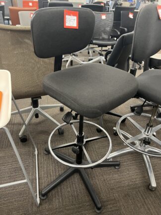Dark Gray Fabric Stool w/ Black Base - Used