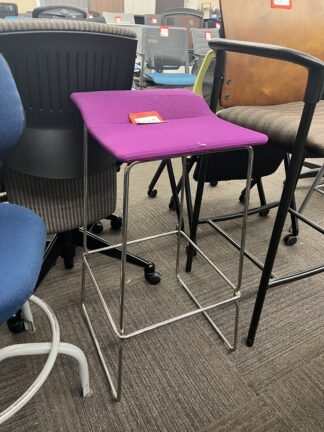 Purple Fabric w/ Silver Sled Base Stool - Used
