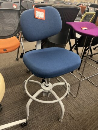 Navy Blue Fabric Stool w/ Gray Base - Used
