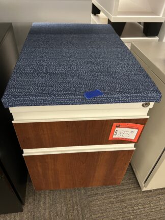 Drawer Pedestal B/F w/ Blue Seat Cushion - Used