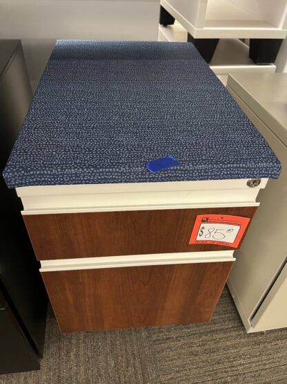 Drawer Pedestal B/F w/ Blue Seat Cushion - Used