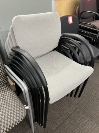 Light Gray All-Fabric Visitor/Stack Chair w/ Rounded Fixed Arms - Used