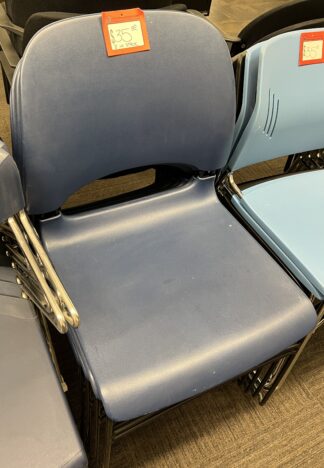 Navy Blue Plastic Stack/Visitor Chair w/ Silver Sled Base - Used