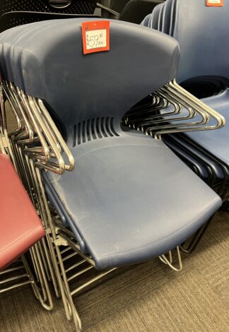 Navy Blue Plastic Chair w/ Silver Arms and Base - Used
