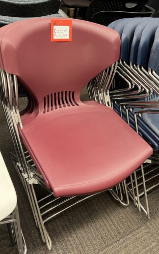 Red Plastic Stack/Visitor Chair - Used