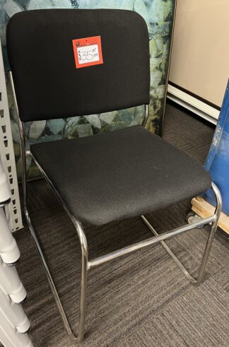 All-Fabric Black Stack/Visitor Chair w/ Silver Sled Base - Used