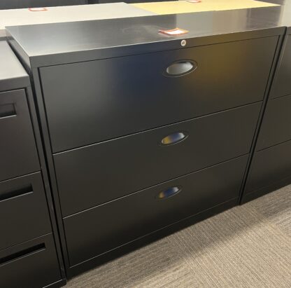 Steelcase 42"W Black 3-Drawer Lateral File - Used