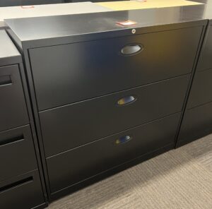 Steelcase 42"W Black 3-Drawer Lateral File - Used