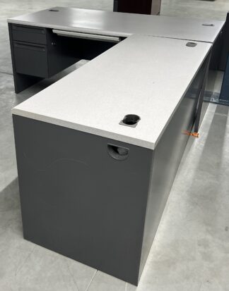 Gray Speckle Charcoal 6'x8' L-Shape Desk Set (Right Return) - Used