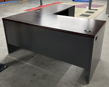 Mahogany Charcoal 5.5'x6.5' L-Shape Desk Set (Right Return) - Used - Image 2