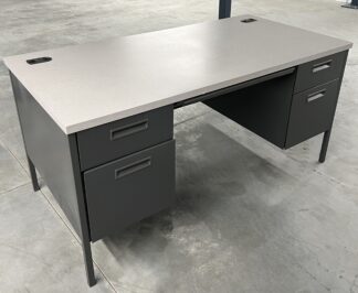 Gray Speckle Charcoal 30"x60" Double Ped Desk - Used