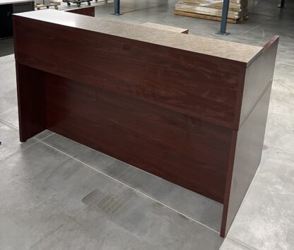 Earth-Tone Pattern Mahogany Reception L-Shape Desk (Right Return) - Used - Image 2