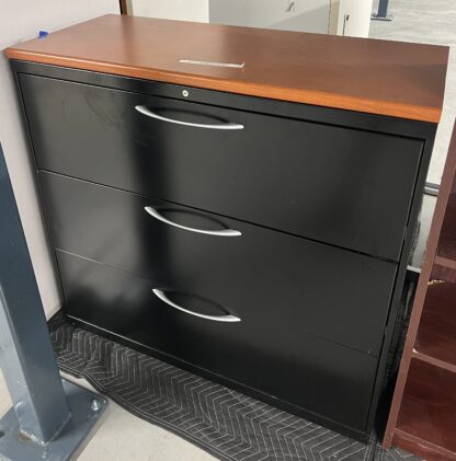 Black Cherry Top 42" Wide 3-Drawer Lateral File - Used