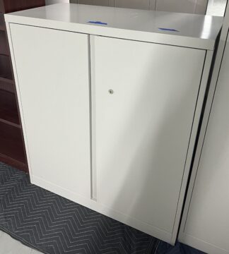 Steelcase Grey 42" Wide 2-Door Storage Cabinet - Used