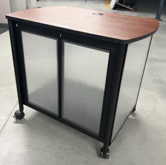 Cherry & Black Media Cart w/ Plastic Doors - Used
