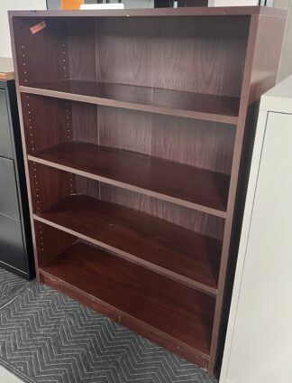 Mahogany 4' Tall 4-Shelf Laminate Bookcase - Used