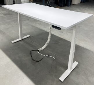 6'x30" White Scalloped Height Adjustable Table - Used